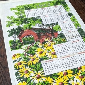 Vintage 1972 Tea Towel Wall Calendar